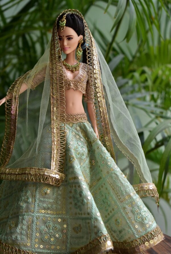 Green Wedding Lehenga for Doll
