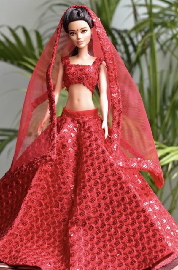Red lehenga for doll
