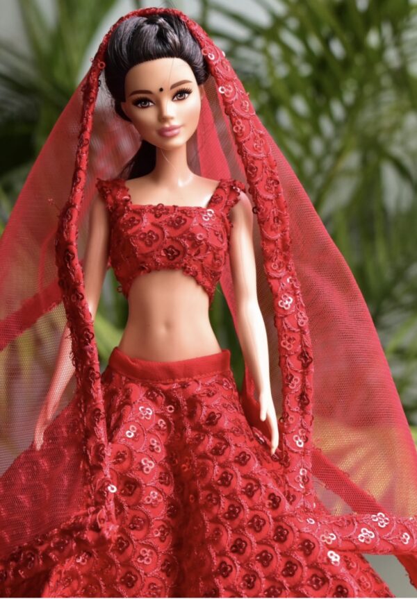 Red lehenga for doll