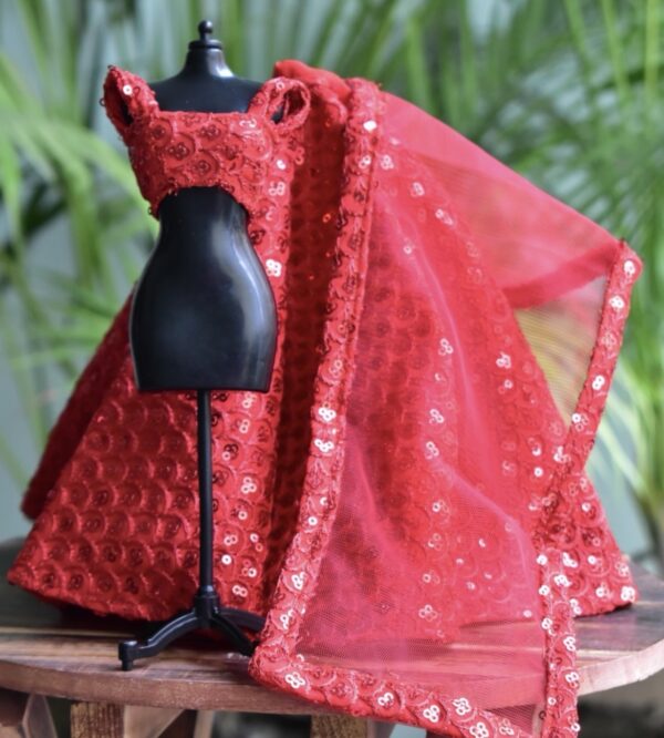 Red lehenga for doll