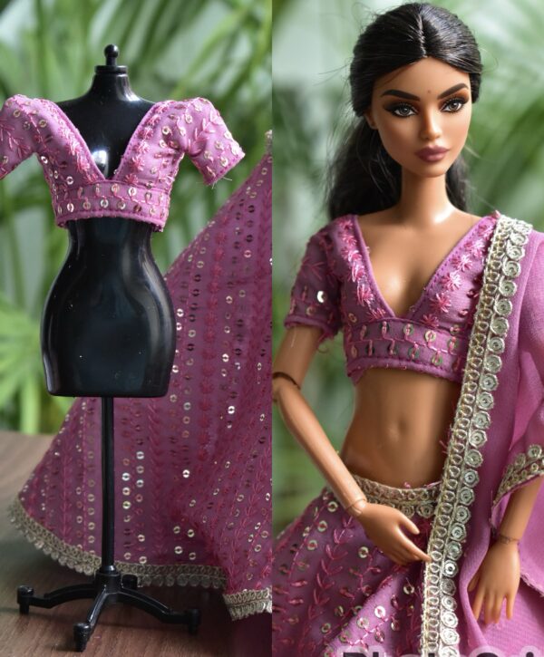 Purple lehenga for doll
