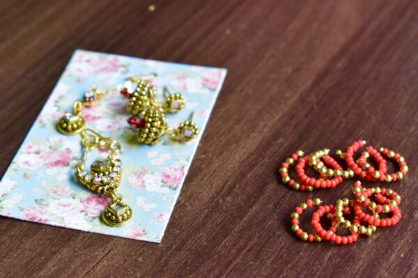 Red and gold bridal lehenga for Barbie doll