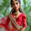 Red and gold bridal lehenga for Barbie doll