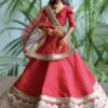 Red and gold bridal lehenga for Barbie doll