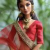 Red and gold bridal lehenga for Barbie doll