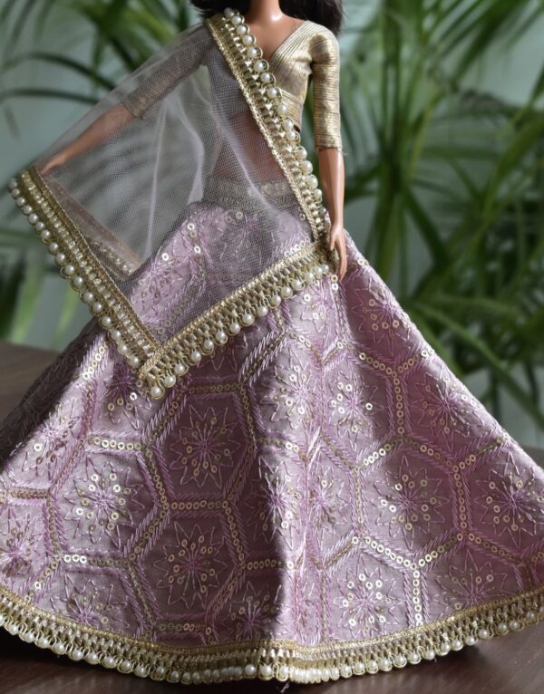 Pearl lilac lehenga for Barbie doll