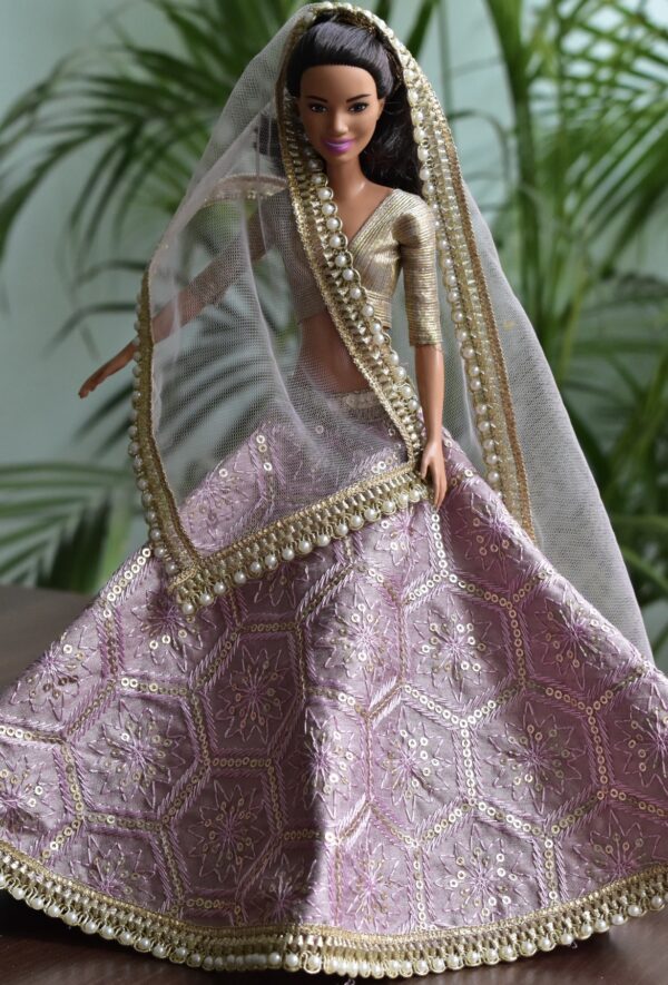 Pearl lilac lehenga for Barbie doll