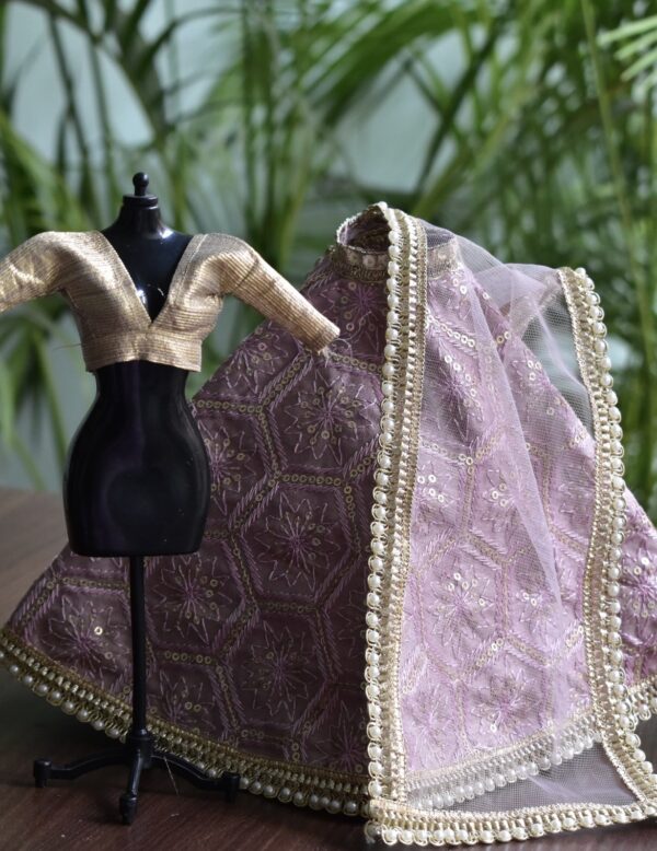 Pearl lilac lehenga for Barbie doll