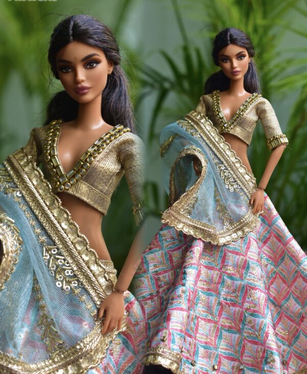 Indian bridal lehenga for Barbie doll