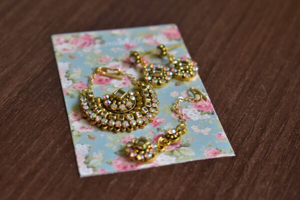 Green and gold embroidered bridal lehenga for Barbie doll