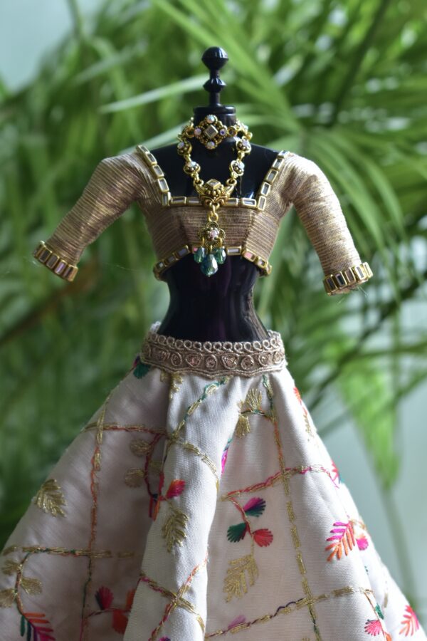 Heavily embellished Indian bridal lehenga for Barbie doll
