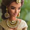 Green and gold embroidered bridal lehenga for Barbie doll
