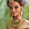 Pink and gold embroidered bridal lehenga for Barbie doll