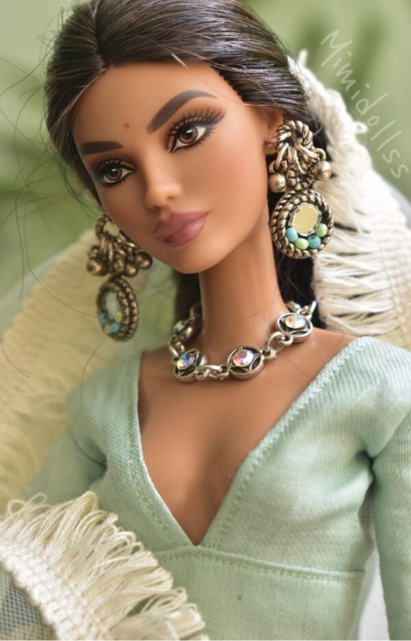 Mint green Navratri lehenga for Barbie doll