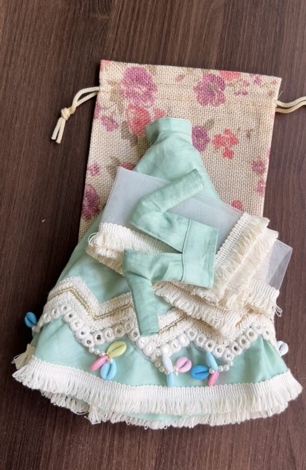 Mint green Navratri lehenga for Barbie doll