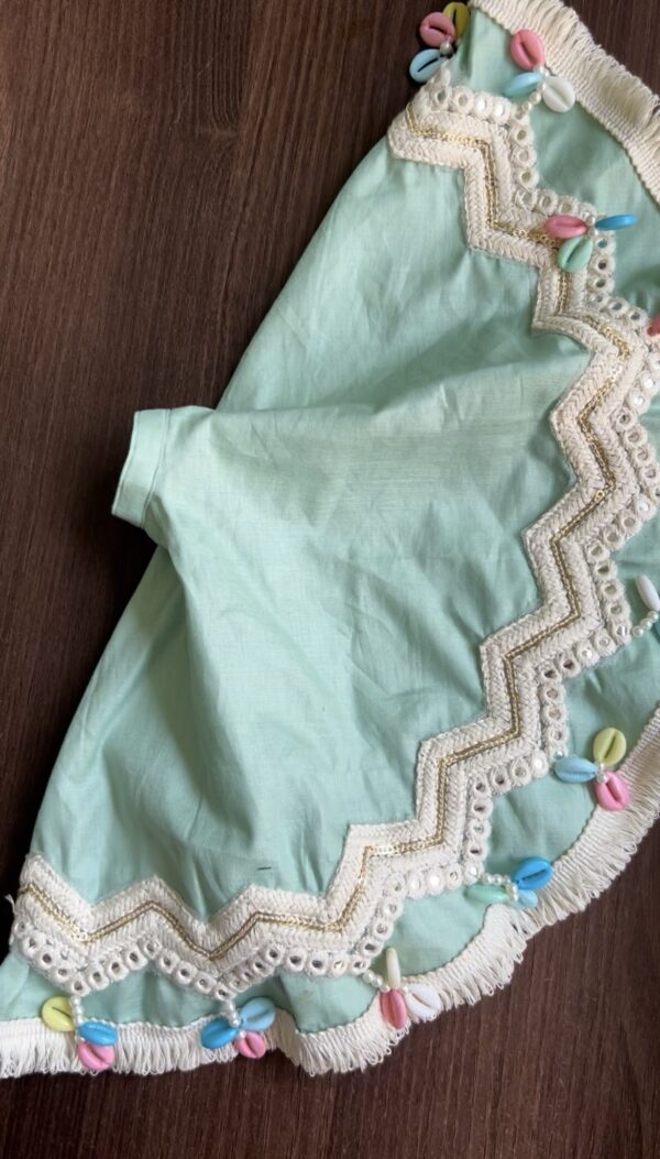 Mint green Navratri lehenga for Barbie doll