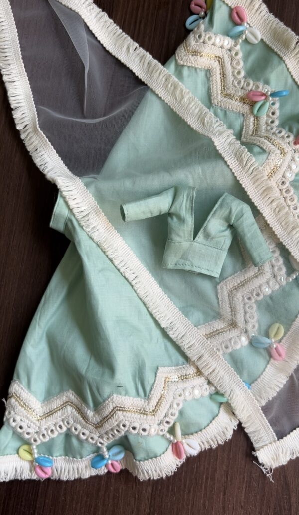Mint green Navratri lehenga for Barbie doll