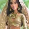 Pink and gold embroidered bridal lehenga for Barbie doll