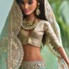 Green and gold embroidered bridal lehenga for Barbie doll