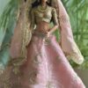 Pink and gold embroidered bridal lehenga for Barbie doll