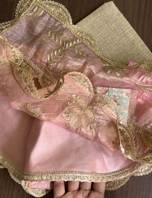 Pink and gold embroidered bridal lehenga for Barbie doll