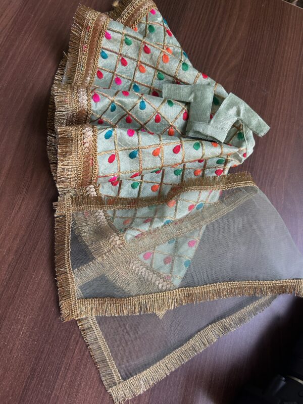 Mint green gold lehenga for curvy Barbie doll