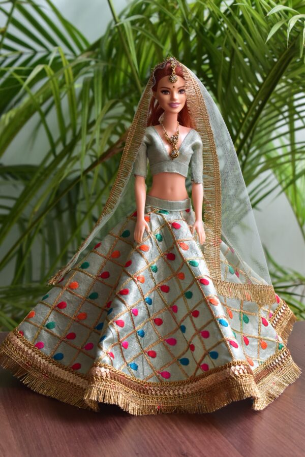 Mint green lehenga for Barbie doll