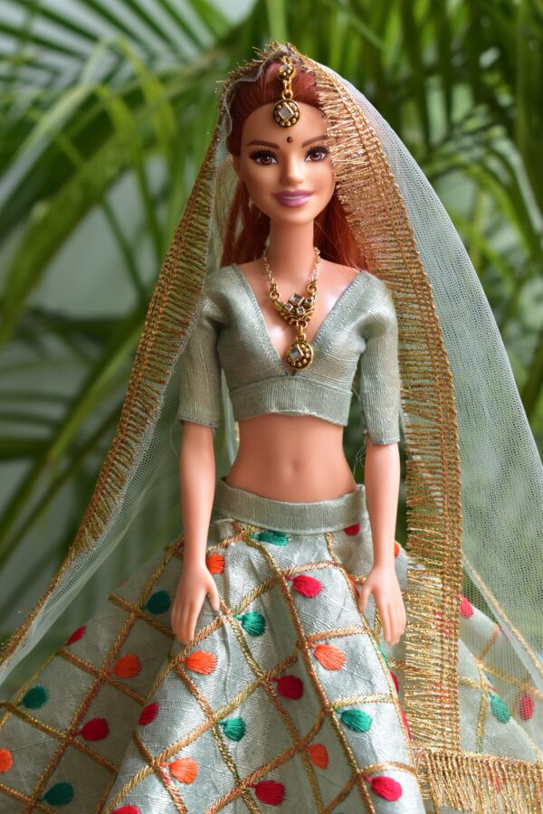 Mint green lehenga for Barbie doll