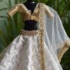 White and gold embroidered lehenga for Barbie doll