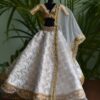 White and gold embroidered lehenga for Barbie doll