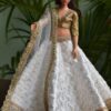 Embroidered white lehenga for curvy Barbie doll