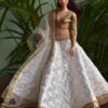 Embroidered white lehenga for curvy Barbie doll