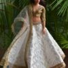 Embroidered white lehenga for curvy Barbie doll