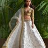 Embroidered white lehenga for curvy Barbie doll