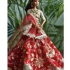 Red and gold bridal lehenga for Barbie doll