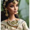 Red and gold bridal lehenga for Barbie doll