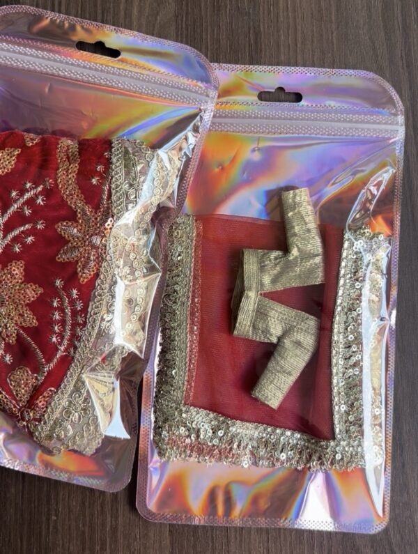 Red and gold bridal lehenga for Barbie doll