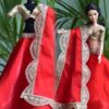 Red and gold lehenga for Barbie doll