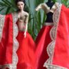 Red and gold lehenga for Barbie doll