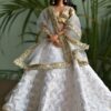 White and gold embroidered lehenga for Barbie doll