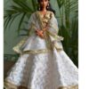 White and gold embroidered lehenga for Barbie doll