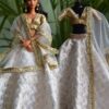 White and gold embroidered lehenga for Barbie doll