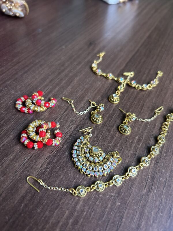 Red and gold bridal lehenga for Barbie doll