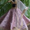 Lilac and gold embroidered lehenga for Barbie doll