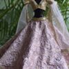 Lilac and gold embroidered lehenga for Barbie doll