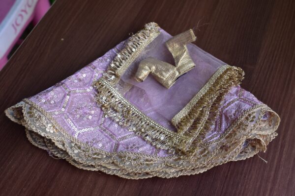 Lilac and gold embroidered lehenga for Barbie doll