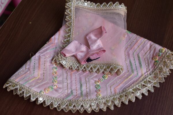 Pink embroidered lehenga for Barbie doll
