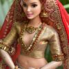 White and red Gujarati bridal lehenga for curvy Barbie doll