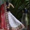 White and red Gujarati bridal lehenga for curvy Barbie doll