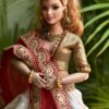 White and red Gujarati bridal lehenga for curvy Barbie doll